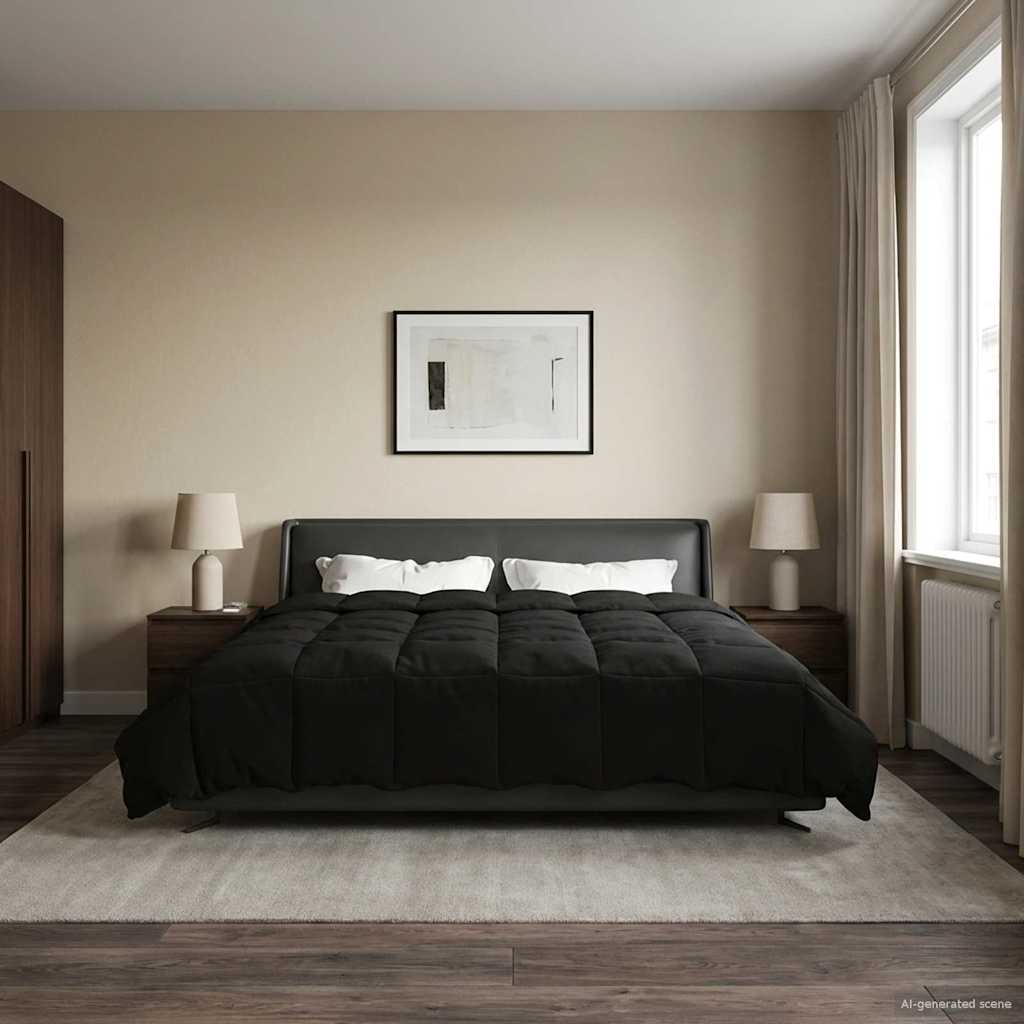Winterbettdecke Gepolstert Schwarz 200x200 cm
