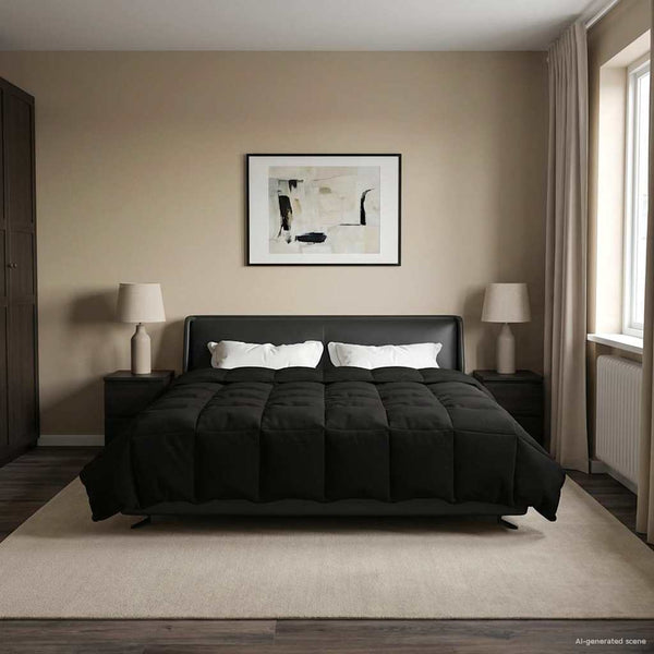 Winterbettdecke Schwarz 200x240 cm Mikrofaser
