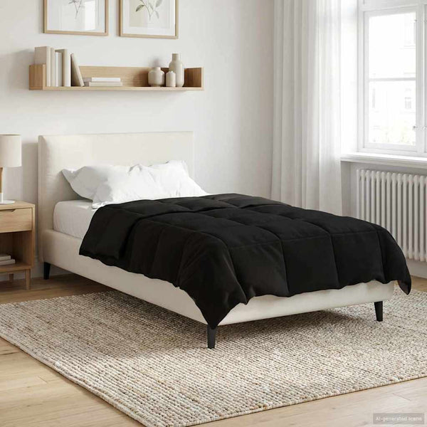 Gepolsterte Winterbettdecke Schwarz 155x220cm