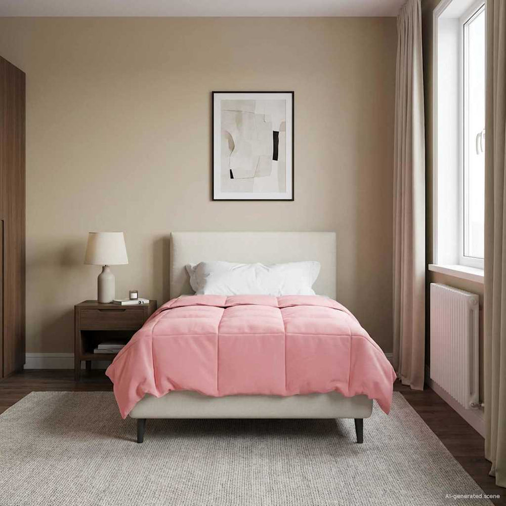 vidaXL Couette d'hiver rembourrée rose 135 x 220 cm Microfibre