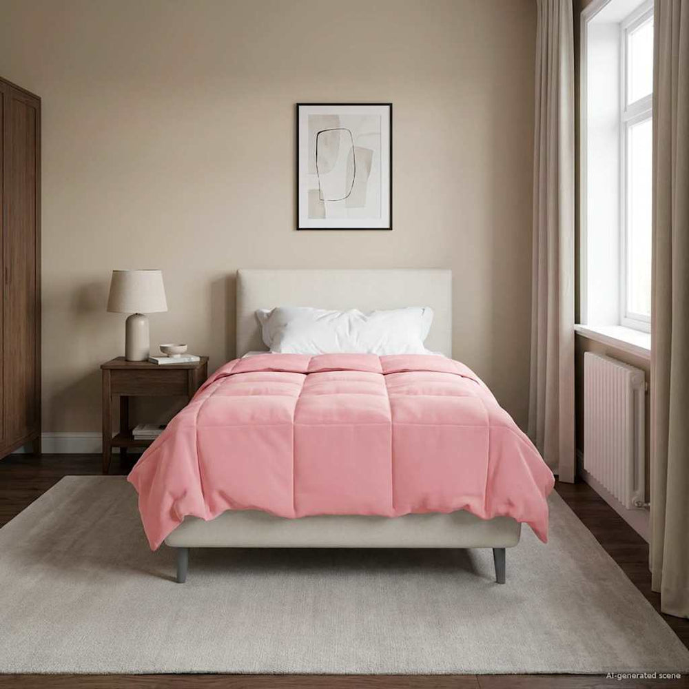 vidaXL Winter Quilted Duvet Pink 140 x 220 cm Microfiber