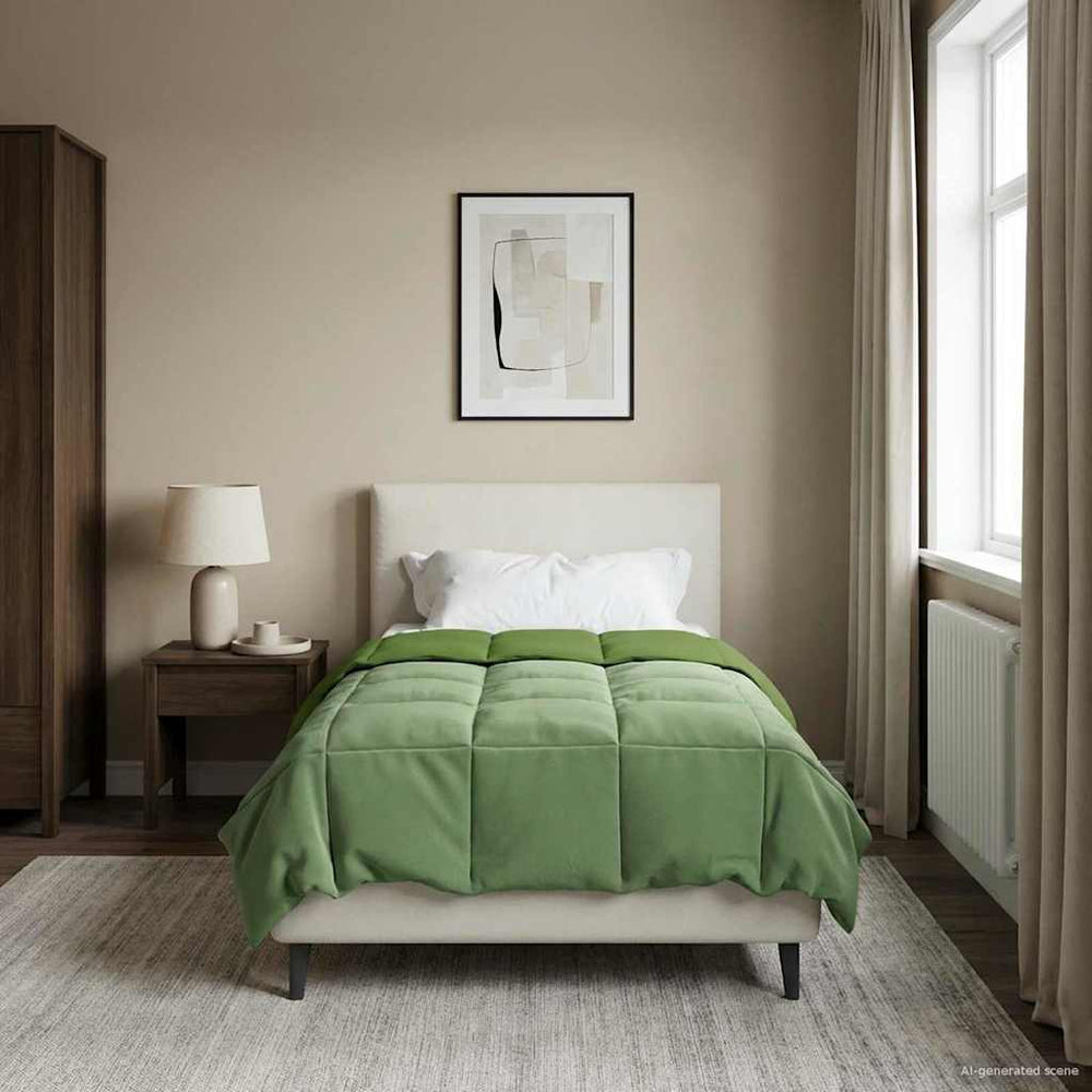 vidaXL Quilted Winter Duvet Green 140 x 200 cm Microfiber