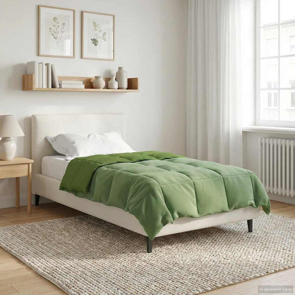 vidaXL Couette d'hiver matelassée verte 155 x 200 cm microfibre