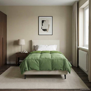 vidaXL Couette d'hiver matelassée verte 155 x 200 cm microfibre