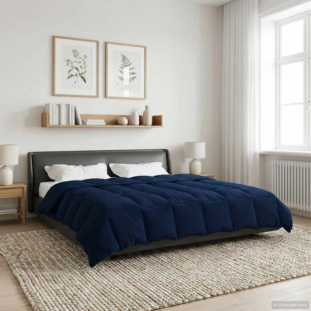 vidaXL Padded Winter Duvet Dark Blue 200 x 200 cm Microfiber