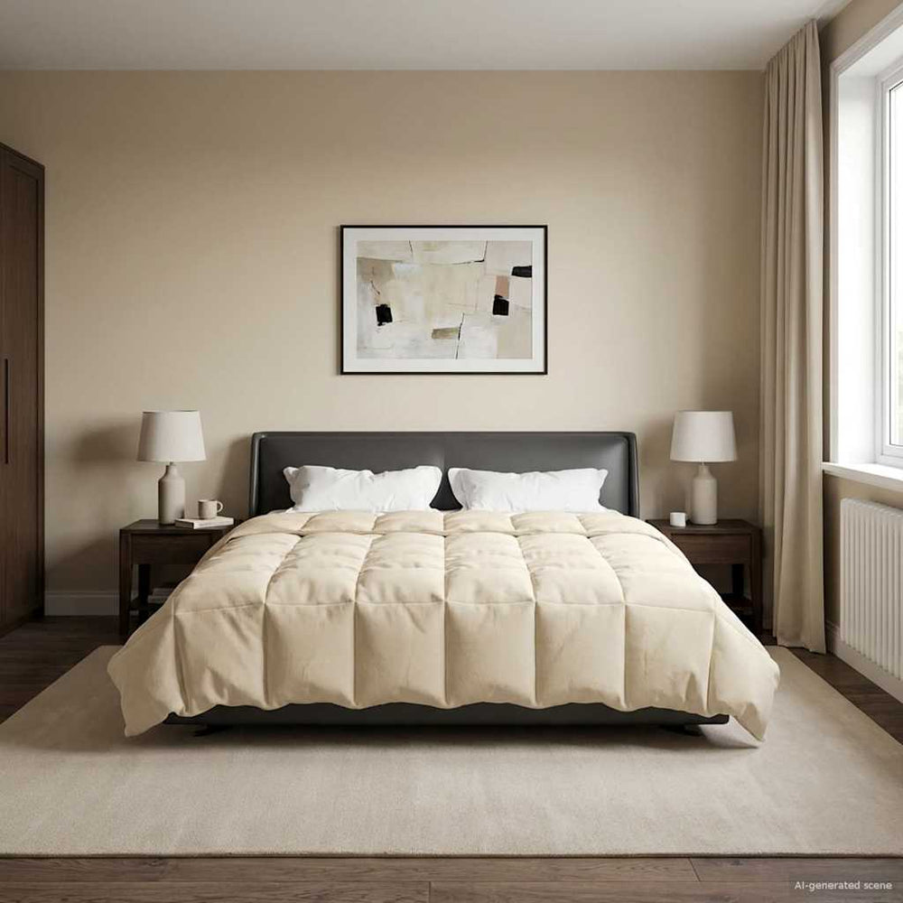 vidaXL Winter Quilted Duvet Cream 200 x 200 cm Microfiber