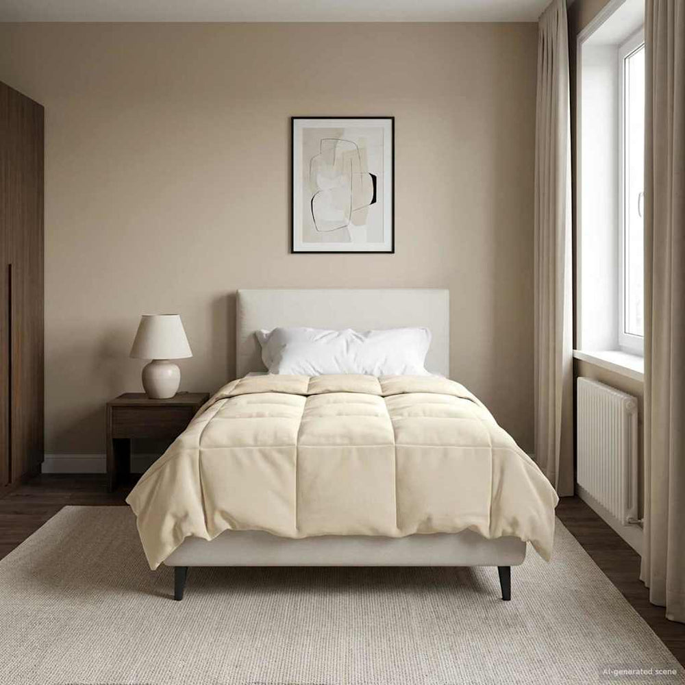 vidaXL Padded Winter Duvet Cream 135 x 220 cm Microfiber
