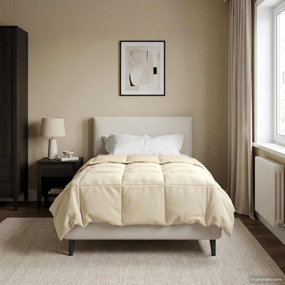 vidaXL Padded Winter Duvet Cream 140 x 220 cm Microfiber
