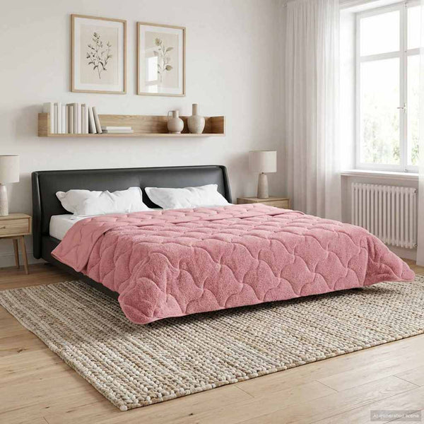 Rosa Sommerdecke 220x260 cm Mikrofaser Teddy-Fleece