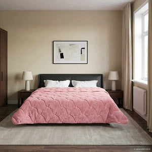 Rosa Sommerdecke 220x260 cm Mikrofaser Teddy-Fleece