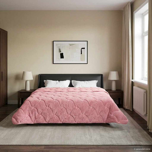Rosa Sommerdecke 220x260 cm Mikrofaser Teddy-Fleece