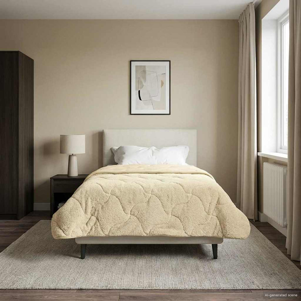 vidaXL Summer Blanket Cream 140 x 220 cm Microfiber and Teddy Fleece