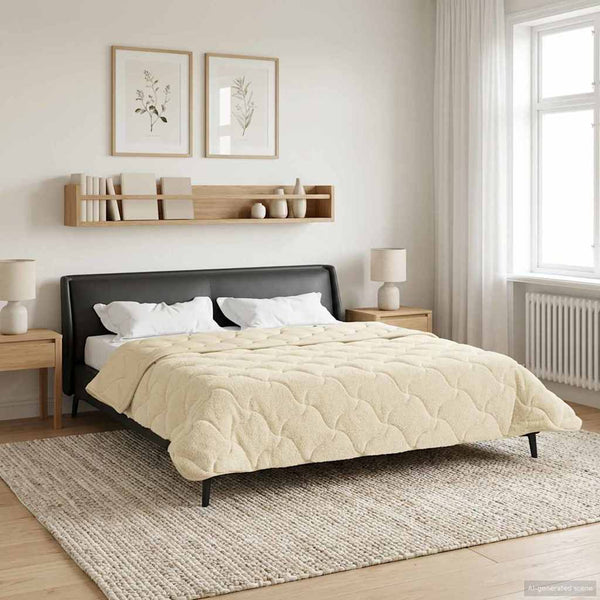 Sommerdecke Creme 200x220cm Mikrofaser Teddy-Fleece