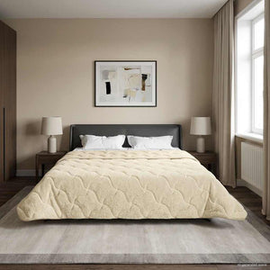 Sommerdecke Creme 200x220cm Mikrofaser Teddy-Fleece
