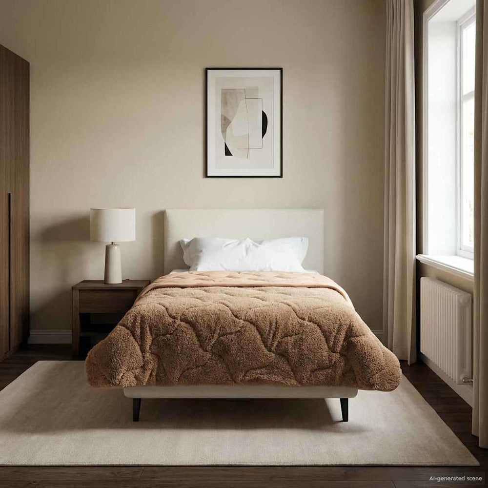 vidaXL Winter Duvet Taupe 135 x 200 cm Microfiber and Teddy Fleece