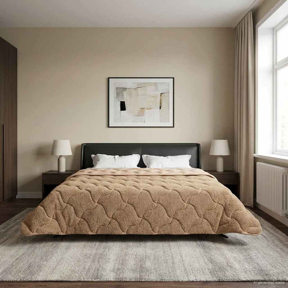 vidaXL Couette d'hiver taupe 200 x 240 cm microfibre et polaire Teddy