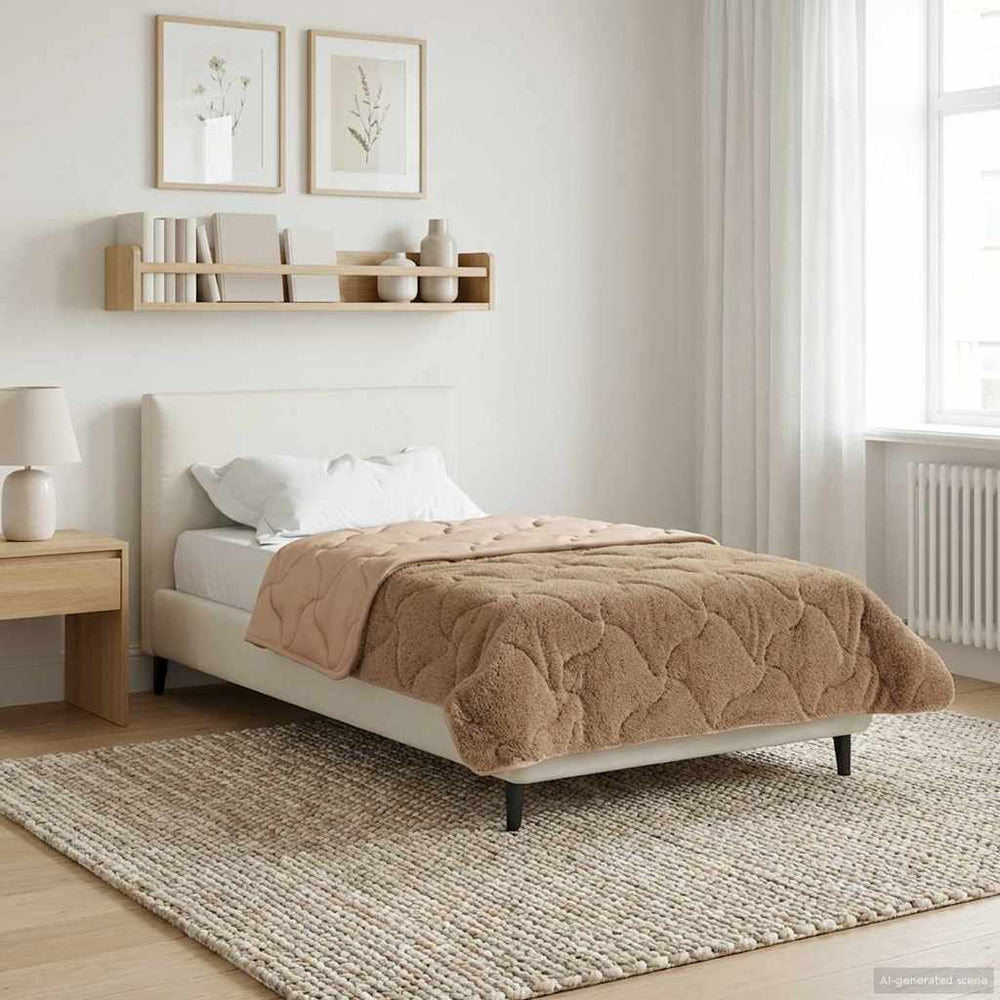 vidaXL Winter Duvet Taupe 140 x 220 cm Microfiber and Teddy Fleece