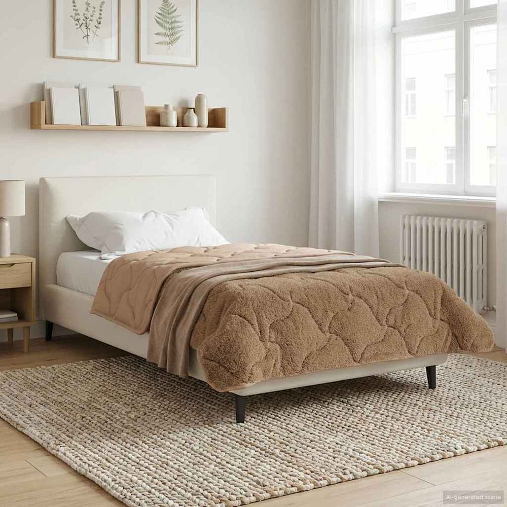 vidaXL Couette d'hiver taupe 155 x 220 cm en microfibre et polaire Teddy