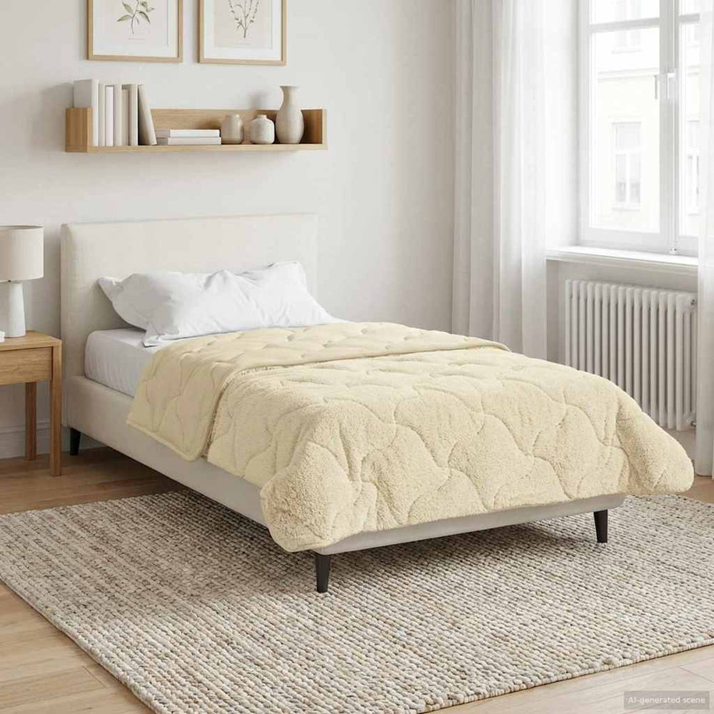 vidaXL Winter Duvet Cream 155 x 220 cm Microfiber and Teddy Fleece