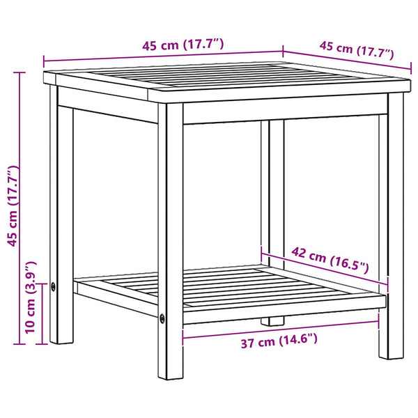 Akazie Beistelltisch Massivholz 45x45 cm