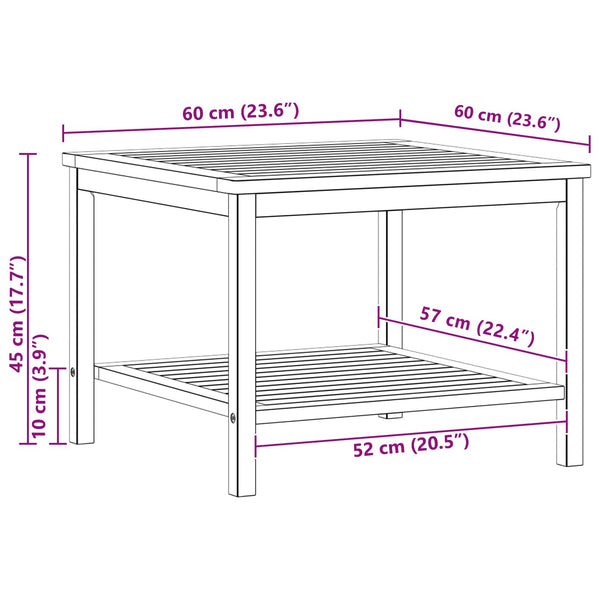 Akazie Beistelltisch Massivholz 60x60 cm