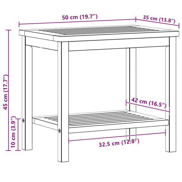 Akazie Beistelltisch Massivholz 50x35x45 cm