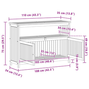 Akazienholz Gartenkonsole Tisch 110cm