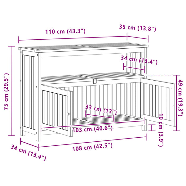 Akazienholz Gartenkonsole Tisch 110cm