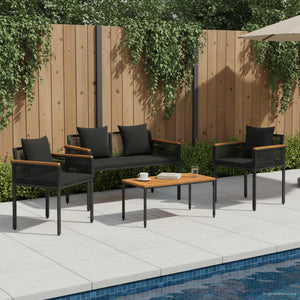Gartenmöbel Set Schwarz Poly Rattan 4-teilig