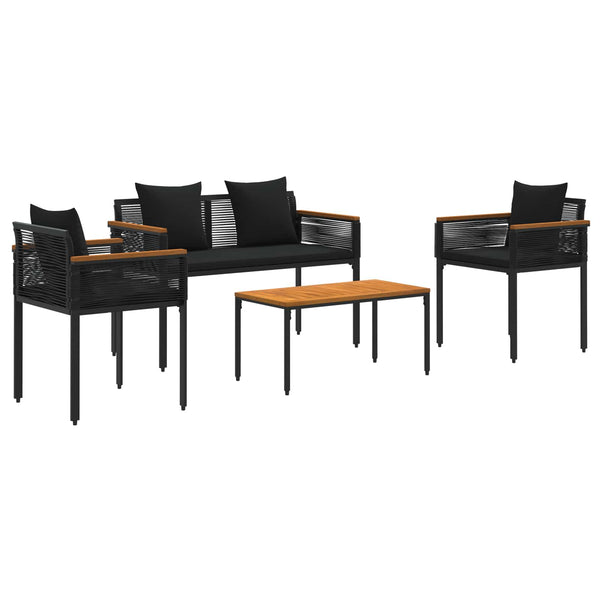 Gartenmöbel Set Schwarz Poly Rattan 4-teilig