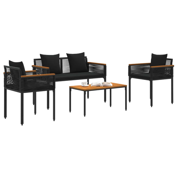Gartenmöbel Set Schwarz Poly Rattan 4-teilig