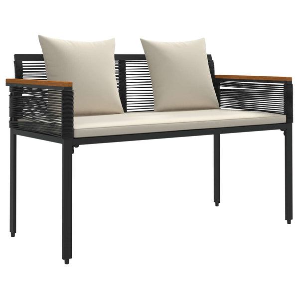 Gartenmöbel Set Schwarz Cremeweiß Poly-Rattan
