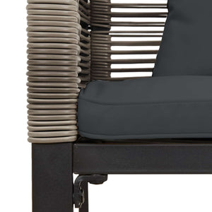 Gartenmöbel Set Poly-Rattan Grau mit Kissen