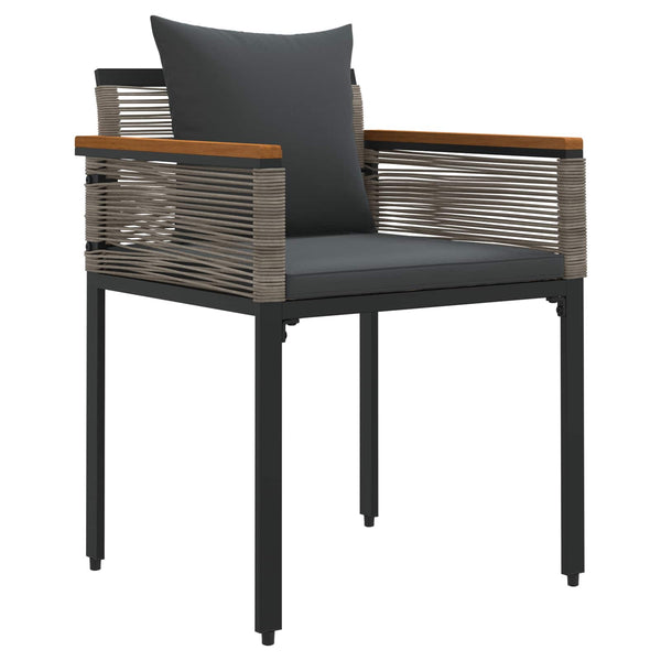 Gartenmöbel Set Poly-Rattan Grau mit Kissen