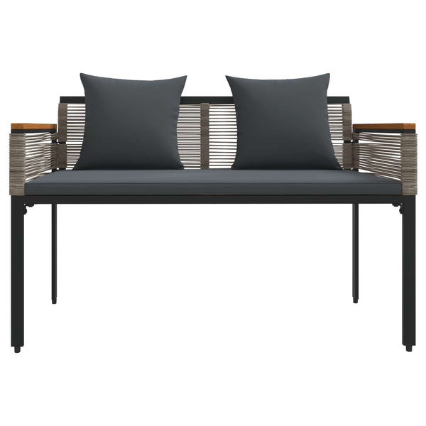 Gartenmöbel Set Poly-Rattan Grau mit Kissen