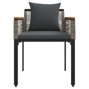 Gartenmöbel Set Poly-Rattan Grau mit Kissen
