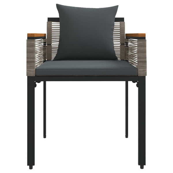 Gartenmöbel Set Poly-Rattan Grau mit Kissen