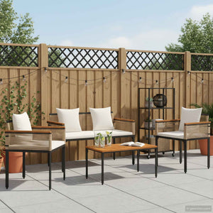 Gartenmöbel Set Poly-Rattan Beige/Cremeweiß