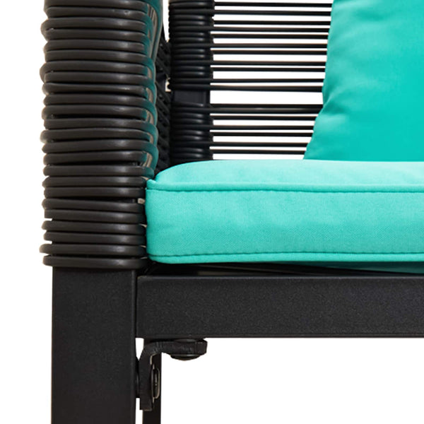 Gartenmöbel Set Poly-Rattan Schwarz Türkis