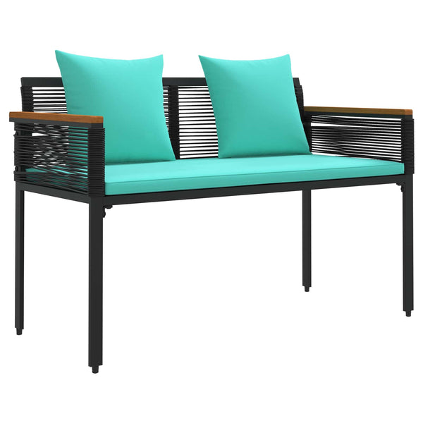 Gartenmöbel Set Poly-Rattan Schwarz Türkis