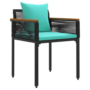 Gartenmöbel Set Poly-Rattan Schwarz Türkis
