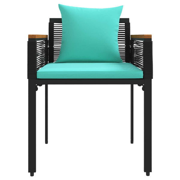 Gartenmöbel Set Poly-Rattan Schwarz Türkis