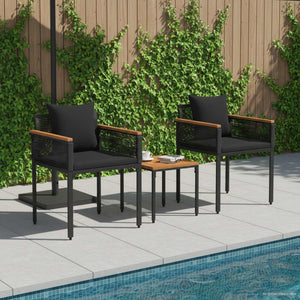 Gartenmöbel Set Schwarz Poly-Rattan mit Kissen