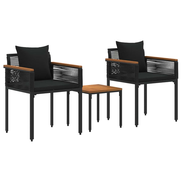 Gartenmöbel Set Schwarz Poly-Rattan mit Kissen