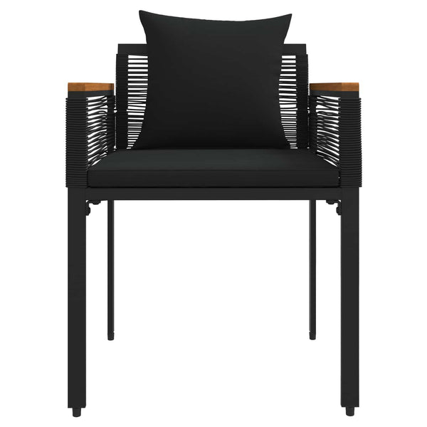Gartenmöbel Set Schwarz Poly-Rattan mit Kissen