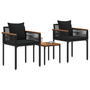 Gartenmöbel Set Schwarz Poly-Rattan mit Kissen