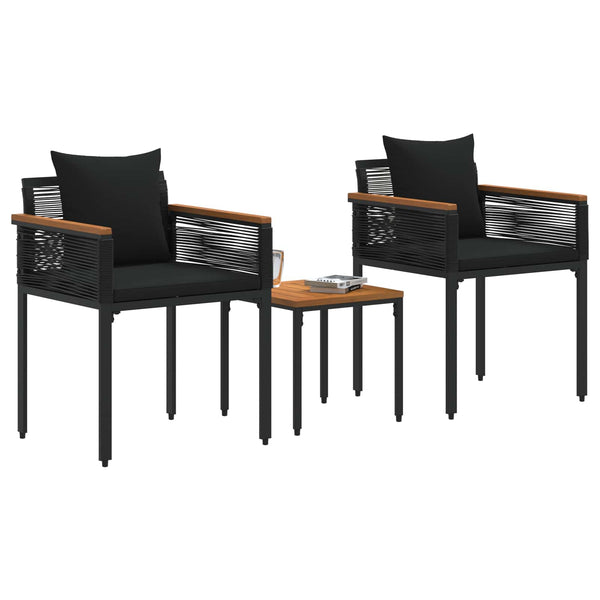 Gartenmöbel Set Schwarz Poly-Rattan mit Kissen