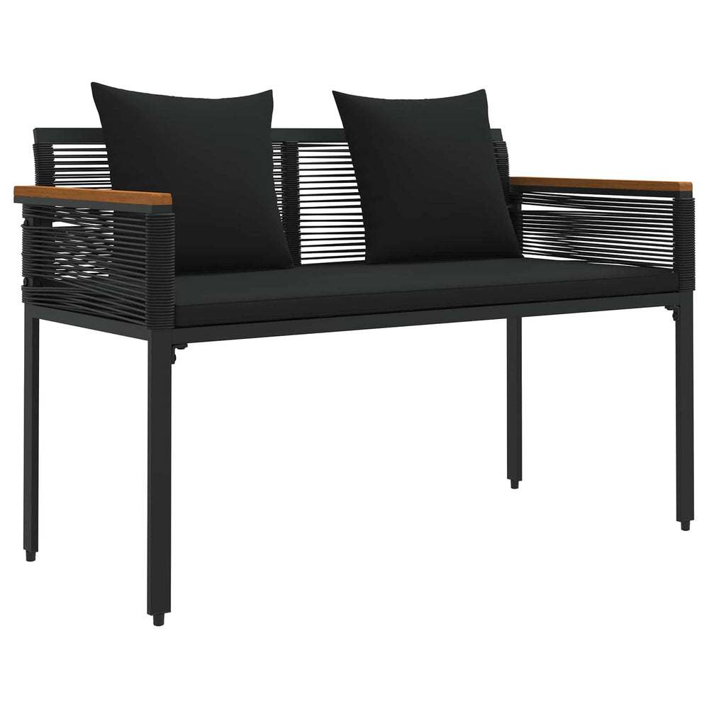 Schwarze Outdoor Bank mit Kissen, 117 cm