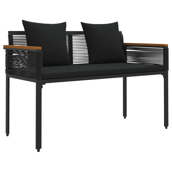 Schwarze Outdoor Bank mit Kissen, 117 cm