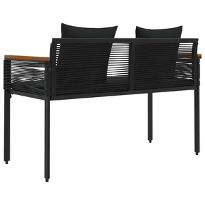 Schwarze Outdoor Bank mit Kissen, 117 cm